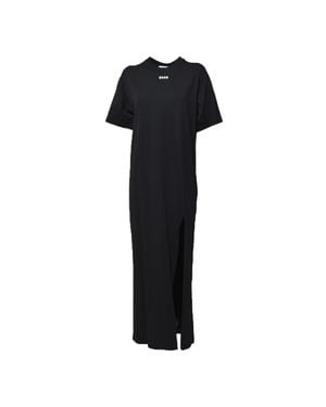 MSGM Long Jersey T-Shirt Dress - Black