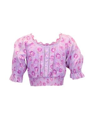 LoveShackFancy Love Shack Fancy Karsten Floral Crop Top - Purple