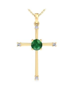 SuperJeweler Thydiamond 1/2 Carat Emerald, Ruby Or Sapphire And Diamond Cross Necklace - Green
