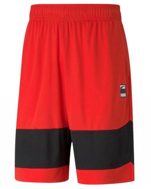 PUMA Ultimate Regular Fit Moisture Wicking Colorblocked Shorts - Red
