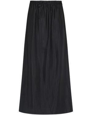 Loulou de Saison Flowing Skirt With Silk-Linen Blend - Black