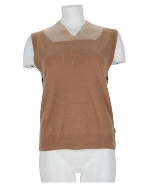 Maison Margiela Sleeveless Virgin Wool Gilet With Ribbed Hem - Brown