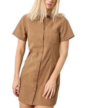 Lilla P Twill Paneled Shirt Dress - Brown