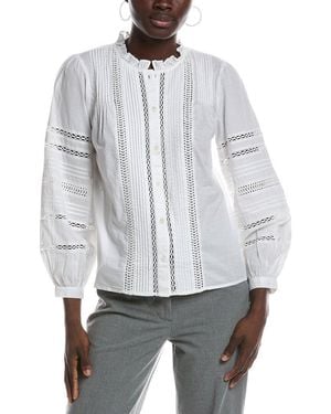 Madewell High Neck Lace Insert Pintuck Top - White