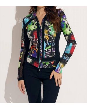 oolala Print Splatter Zip Scuba Jacket - Blue
