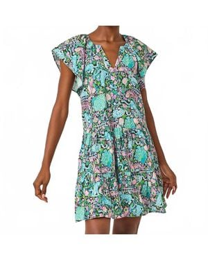 Lilly Pulitzer Norella Flutter Sleeve Linen Dress - Blue