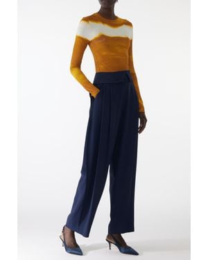 Jason Wu Pleat Front Pants With Foldover Waistband - Blue