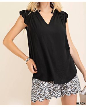 Kori Ruffled Sleeves Top - Black