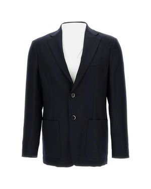 Barena Tailored Wool Blend Jacket With Classic Notch Lapel - Blue