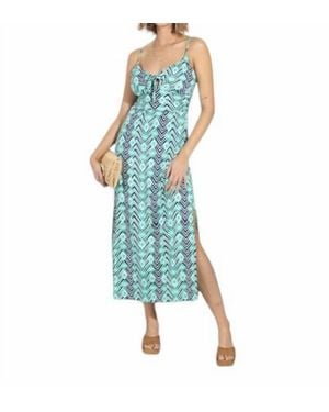 Veronica M Barbados Maxi Dress With Slit - Blue