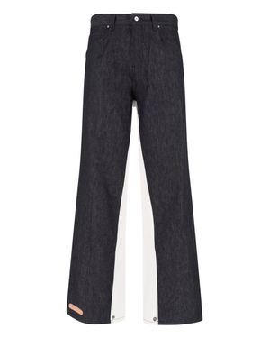 PDF Color-Block Wide-Leg Denim Jeans - Blue