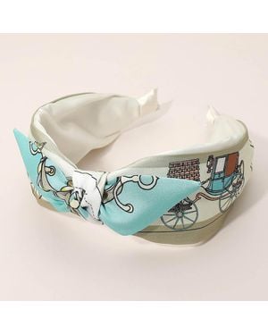 Fashnzfab Equestrian Pattern Printed Knot Headband - Blue