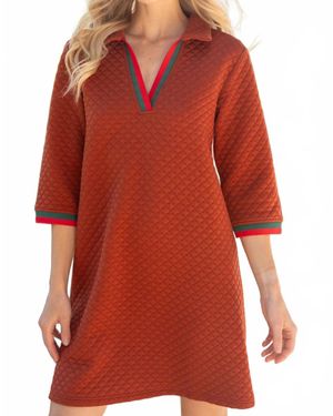 Voya Stripe Band Collared Shift Dress