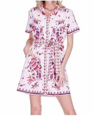 J joy Short Sleeve Shirtdress - Red
