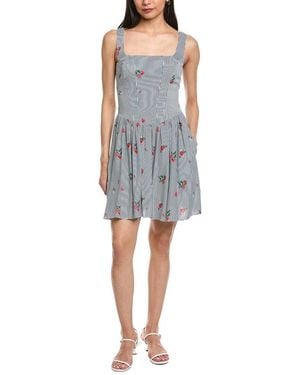 Garrie B Wide Strap Drop-Waist Mini Dress - Gray