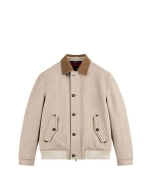 Fay Structured Corduroy Collar Casual Jacket - Natural