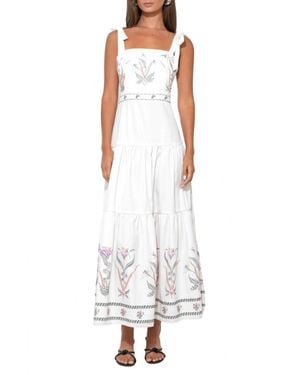 Adelyn Rae Olivia Placement Midi Dress - White