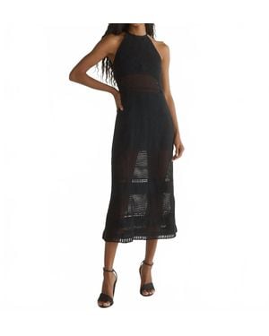 Bella Dahl Halter Crochet Midi Dress - Black