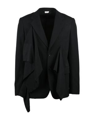 Comme des Garçons Draped Panels Button Front Wool Jacket - Black