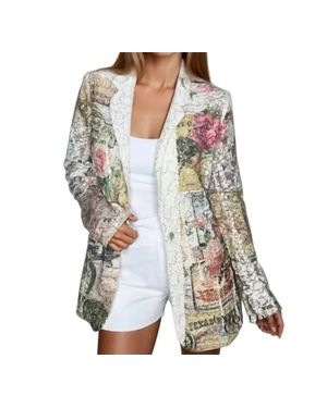Origami Jewellery Western Glam Sequin Embellished Lace Blazer - Green