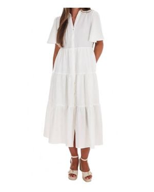 In February Follow Your Arrow Button Down Midi Dress - White