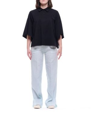 forte_forte Linen Pants With Mid-Rise Waist And Fluid Silhouette - Black
