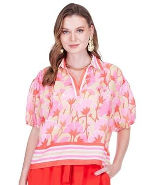 Jade & Joy Joy Striped Blossom Top - Pink