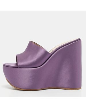 Casadei Light Satin Platform Wedge Sandals - Purple