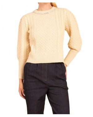61 Jane Jewel Neck Puff Sleeve Sweater - Blue