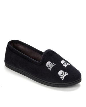 Dearfoams Halloween Velour Closed Back Slippers - Black