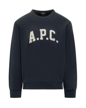 A.P.C. Long-Sleeve Sweatshirt With Bold Logo - Blue