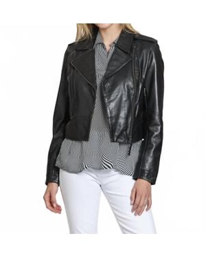 11 Uptown Cropped Washed Leather Jacket - Black