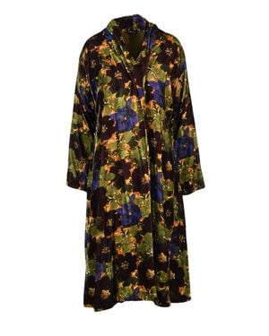 Raga Velvet Overcoat Open - Black