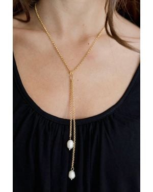 Mac & Me Bella Pearl Lariat Necklace - Black