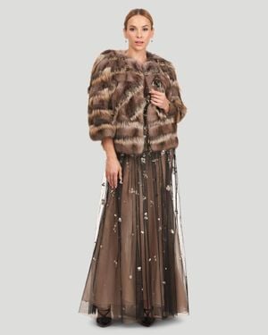 Gorski Sable And Fox Intarsia Jacket - Brown