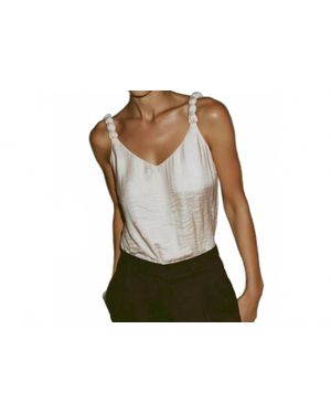 Naked Zebra V-Neck Tank Top With Strap Accent - Black