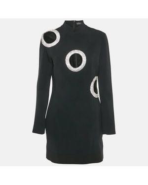 David Koma Crystal Embellished Crepe Cut-Out Mini Dress - Black