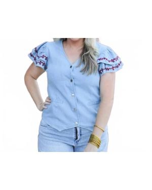 Layerz Clothing Karly Bloom Top - Blue