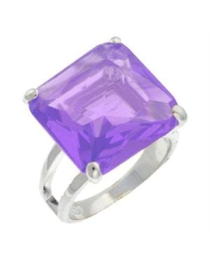 Fashnzfab High-Polished 925 Sterling Ring With Aaa Grade Cz - Purple