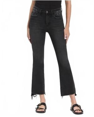 VERVET BY FLYING MONKEY High Rise Raw Hem Crop Flare Jeans - Black