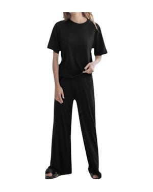 Things Between Modal Oversized Tee And Relaxed Fit Pants Lounge Set - Black