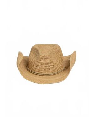 Hat Attack Raffia Crochet Cowboy Hat - Natural