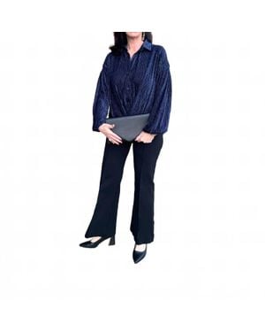 Skies Are Blue Milena Textured Button Down Blouse - Blue