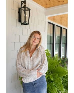 Mystree Cozy Crochet Zip-Up Hoodie - Natural