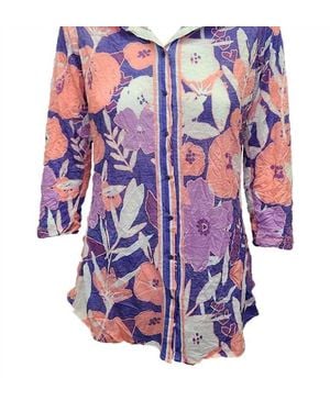 David Cline Crushed 3/4 Sleeve Shirt - Blue