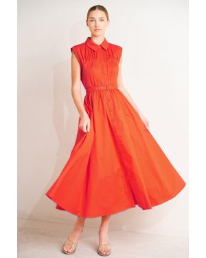 TRUEDAMES Runway Ready Scarlet Woven Midi Dress - Red