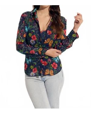 oolala Two Piece Floral Butterfly With Tank Blouse - Blue