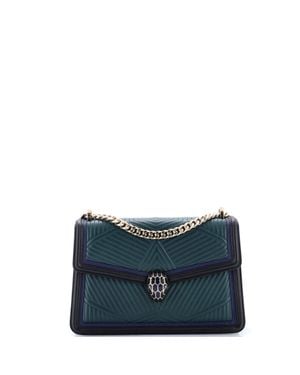 BVLGARI Serpenti Forever Shoulder Bag Quilted Leather - Blue