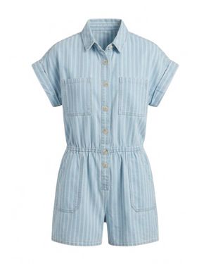 Blu Pepper Stripe Button Down Romper - Blue