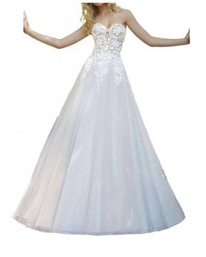 Mori Lee Pierette Strapless Wedding Dress - White